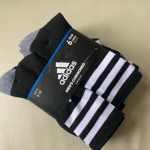 Adidas Black and White Athletic Crew Socks